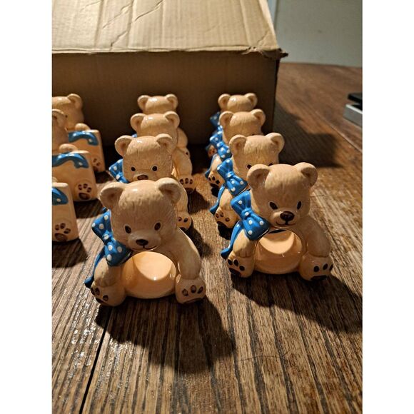 New Country Bear Style Ceramic Table Placeholders & Napkin Rings Set 8 Tableware - Picture 4 of 6